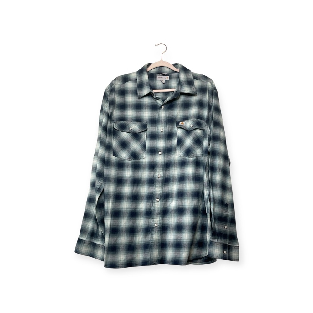 Men’s Carhartt relaxed fit, long sleeve, pearl snap flannel, size XL